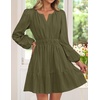 image:imageZESICA Womens Fall Long Sleeve V Neck Flowy Mini DressesArmygreen
