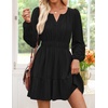 image:imageZESICA Womens Fall Long Sleeve V Neck Flowy Mini DressesBlack