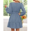 image:imageZESICA Womens Fall Long Sleeve V Neck Flowy Mini DressesDustyblue