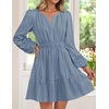 image:imageZESICA Womens Fall Long Sleeve V Neck Flowy Mini DressesDustyblue