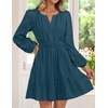 image:imageZESICA Womens Fall Long Sleeve V Neck Flowy Mini DressesLakeblue
