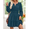image:imageZESICA Womens Fall Long Sleeve V Neck Flowy Mini DressesLakeblue