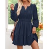 image:imageZESICA Womens Fall Long Sleeve V Neck Flowy Mini DressesNavy