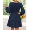 image:imageZESICA Womens Fall Long Sleeve V Neck Flowy Mini DressesNavy