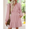 image:imageZESICA Womens Fall Long Sleeve V Neck Flowy Mini DressesPink