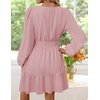 image:imageZESICA Womens Fall Long Sleeve V Neck Flowy Mini DressesPink