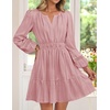 image:imageZESICA Womens Fall Long Sleeve V Neck Flowy Mini DressesPink