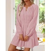 image:imageZESICA Womens Fall Long Sleeve V Neck Flowy Mini DressesPink