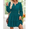 image:imageZESICA Womens Fall Long Sleeve V Neck Flowy Mini DressesTeal