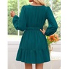 image:imageZESICA Womens Fall Long Sleeve V Neck Flowy Mini DressesTeal