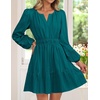 image:imageZESICA Womens Fall Long Sleeve V Neck Flowy Mini DressesTeal