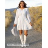 image:imageZESICA Womens Fall Long Sleeve V Neck Flowy Mini DressesWhite
