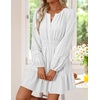 image:imageZESICA Womens Fall Long Sleeve V Neck Flowy Mini DressesWhite