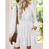 image:imageZESICA Womens Fall Long Sleeve V Neck Flowy Mini DressesWhite