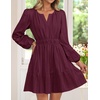 image:imageZESICA Womens Fall Long Sleeve V Neck Flowy Mini DressesWine
