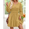 image:imageZESICA Womens Fall Long Sleeve V Neck Flowy Mini DressesYellow