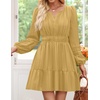 image:imageZESICA Womens Fall Long Sleeve V Neck Flowy Mini DressesYellow