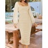 image:imageZESICA Womens Fall Long Sleeve Wedding Guest Midi DressesApricot