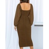 image:imageZESICA Womens Fall Long Sleeve Wedding Guest Midi DressesBrown