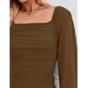 image:imageZESICA Womens Fall Long Sleeve Wedding Guest Midi DressesBrown