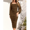 image:imageZESICA Womens Fall Long Sleeve Wedding Guest Midi DressesBrown