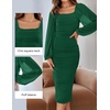 image:imageZESICA Womens Fall Long Sleeve Wedding Guest Midi DressesDarkgreen