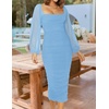image:imageZESICA Womens Fall Long Sleeve Wedding Guest Midi DressesLightblue