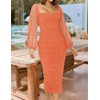 image:imageZESICA Womens Fall Long Sleeve Wedding Guest Midi DressesOrange