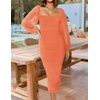 image:imageZESICA Womens Fall Long Sleeve Wedding Guest Midi DressesOrange