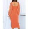 image:imageZESICA Womens Fall Long Sleeve Wedding Guest Midi DressesOrange