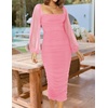 image:imageZESICA Womens Fall Long Sleeve Wedding Guest Midi DressesPink