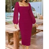 image:imageZESICA Womens Fall Long Sleeve Wedding Guest Midi DressesPlum