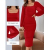 image:imageZESICA Womens Fall Long Sleeve Wedding Guest Midi DressesRed