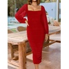 image:imageZESICA Womens Fall Long Sleeve Wedding Guest Midi DressesRed