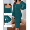 image:imageZESICA Womens Fall Long Sleeve Wedding Guest Midi DressesTeal