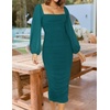 image:imageZESICA Womens Fall Long Sleeve Wedding Guest Midi DressesTeal