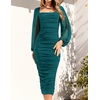 image:imageZESICA Womens Fall Long Sleeve Wedding Guest Midi DressesTeal