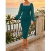 image:imageZESICA Womens Fall Long Sleeve Wedding Guest Midi DressesTeal