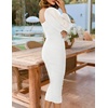 image:imageZESICA Womens Fall Long Sleeve Wedding Guest Midi DressesWhite