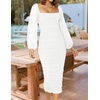 image:imageZESICA Womens Fall Long Sleeve Wedding Guest Midi DressesWhite