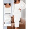 image:imageZESICA Womens Fall Long Sleeve Wedding Guest Midi DressesWhite