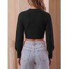 image:imageZESICA Womens Fall Mock Neck Cropped Sweaters Long Sleeve Pullover TopsBlack