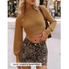 image:imageZESICA Womens Fall Mock Neck Cropped Sweaters Long Sleeve Pullover TopsCamel