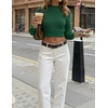 image:imageZESICA Womens Fall Mock Neck Cropped Sweaters Long Sleeve Pullover TopsDarkgreen