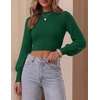 image:imageZESICA Womens Fall Mock Neck Cropped Sweaters Long Sleeve Pullover TopsDarkgreen