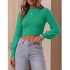 image:imageZESICA Womens Fall Mock Neck Cropped Sweaters Long Sleeve Pullover TopsGreen