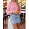 image:imageZESICA Womens Fall Mock Neck Cropped Sweaters Long Sleeve Pullover TopsHotpink