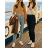 image:imageZESICA Womens Fall Mock Neck Cropped Sweaters Long Sleeve Pullover TopsIvory