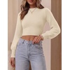 image:imageZESICA Womens Fall Mock Neck Cropped Sweaters Long Sleeve Pullover TopsIvory