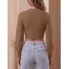image:imageZESICA Womens Fall Mock Neck Cropped Sweaters Long Sleeve Pullover TopsKhaki